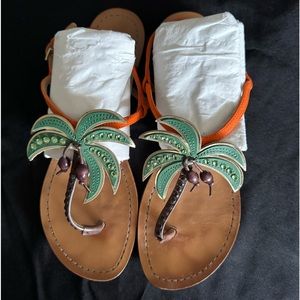 Tory Burch Flat Sandals (LIMITED EDITION PALM TREES)